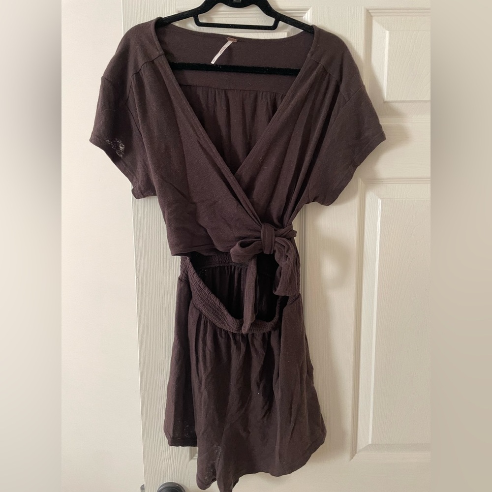 Free People Black Tie Cut Out Romper